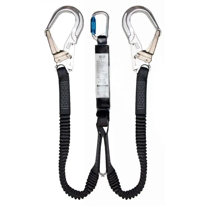 MSA Energiaelnyelő kötél, elasztikus, 2m, kétágú, aluminium karabiner - aluminium Tri-Lock karabiner